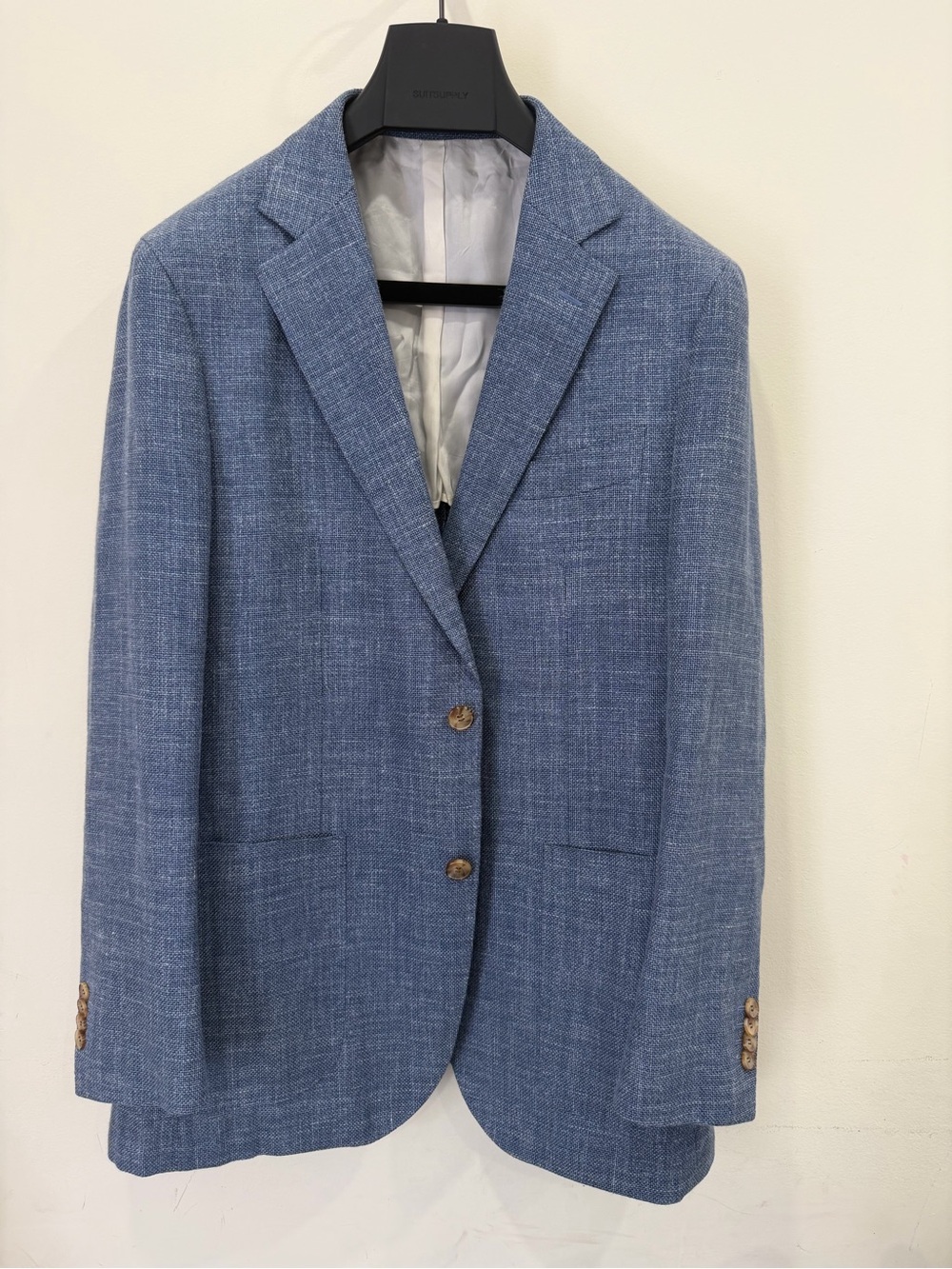 Suitsupply Havana Blue Wool Silk Linen Cashmere Blazer 44R Slim